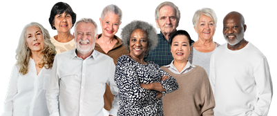 Group of smiling retirees
